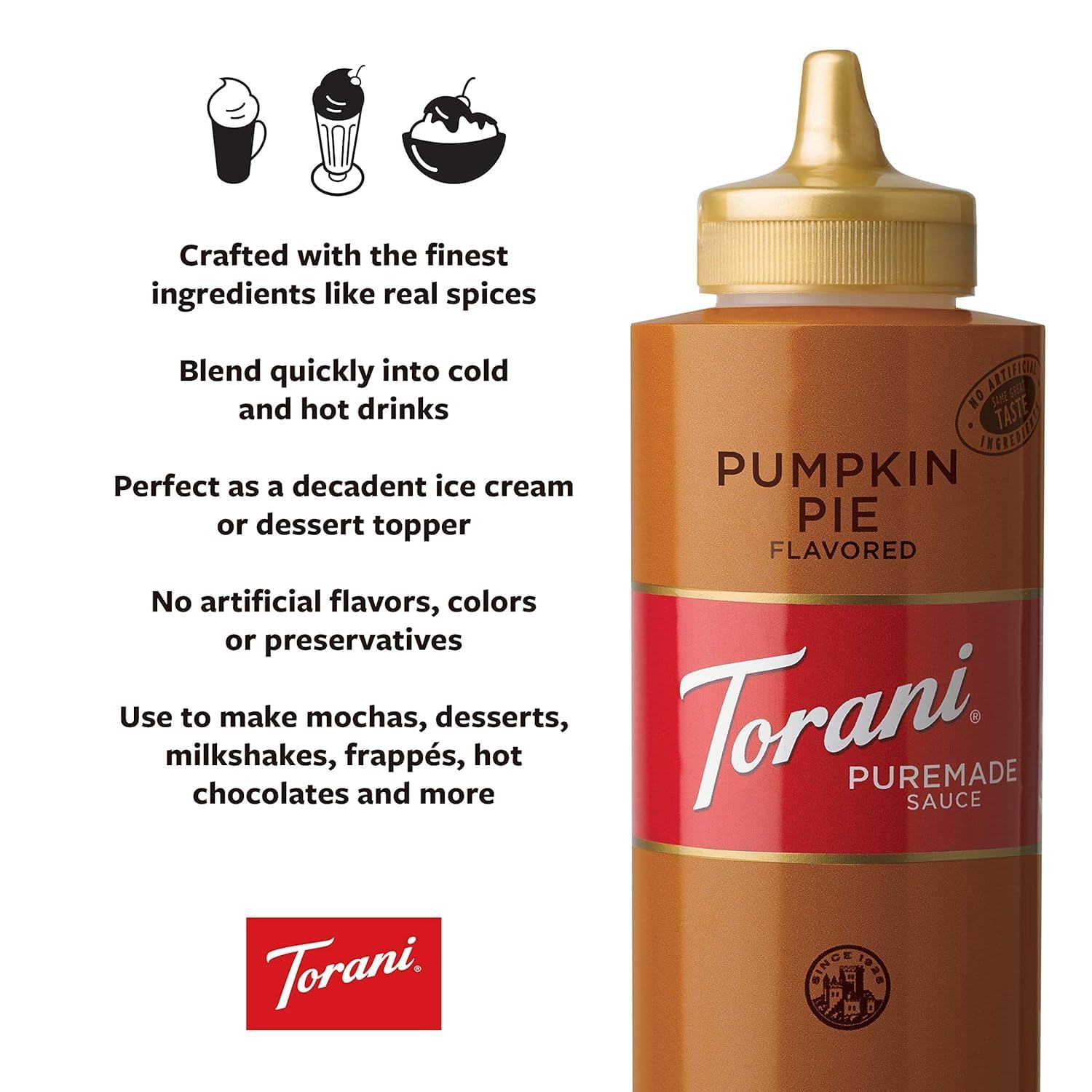 Torani Puremade Pumpkin Pie Sauce 2-Pack for Desserts and Coffeehouse Drinks, 16.5 Oz Each