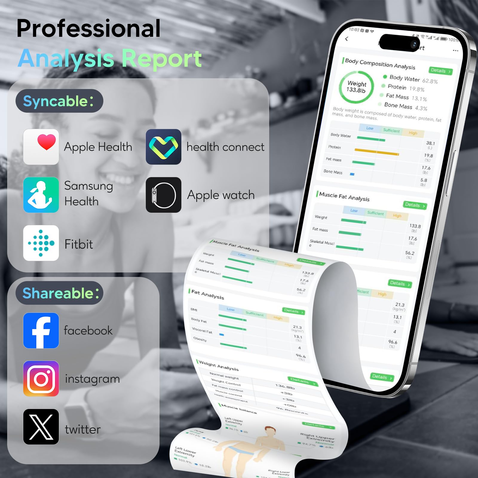 arboleaf Scale for Body Weight, Smart Scale with BMI, Body Fat, Muscle Mass, 26 Metrics Full Body Composition Analyzer, 8-Electrode High Precision Digital Bathroom Scale, Bluetooth Sync