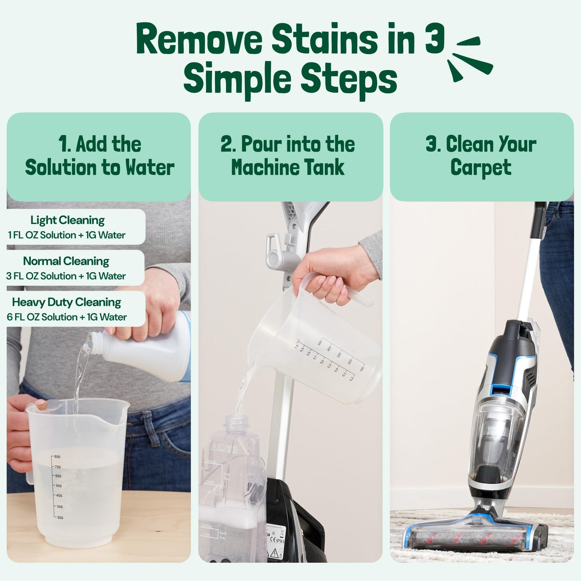 Sunny & Honey Carpet Shampoo & Cleaning Solution - 32 Fl Oz Spring Mint Scent - Pet Carpet Cleaner Machine Solution - Rug & Upholstery Cleaner - Stain Remover & Odor Deodorizer