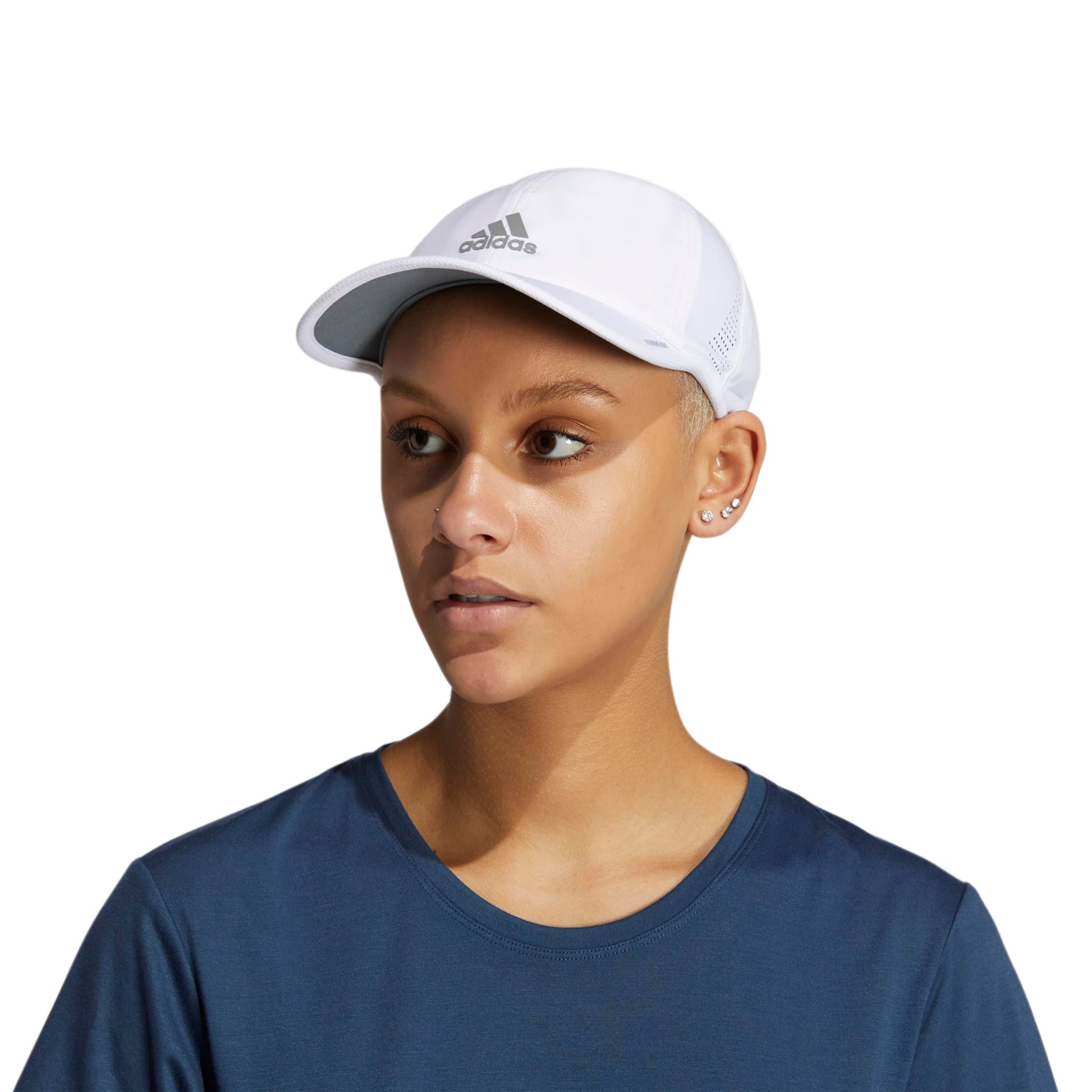 adidas Superlite Hat, Relaxed-fit Adjustable Workout Sports Cap, White/Silver Reflective/2.0, One Size