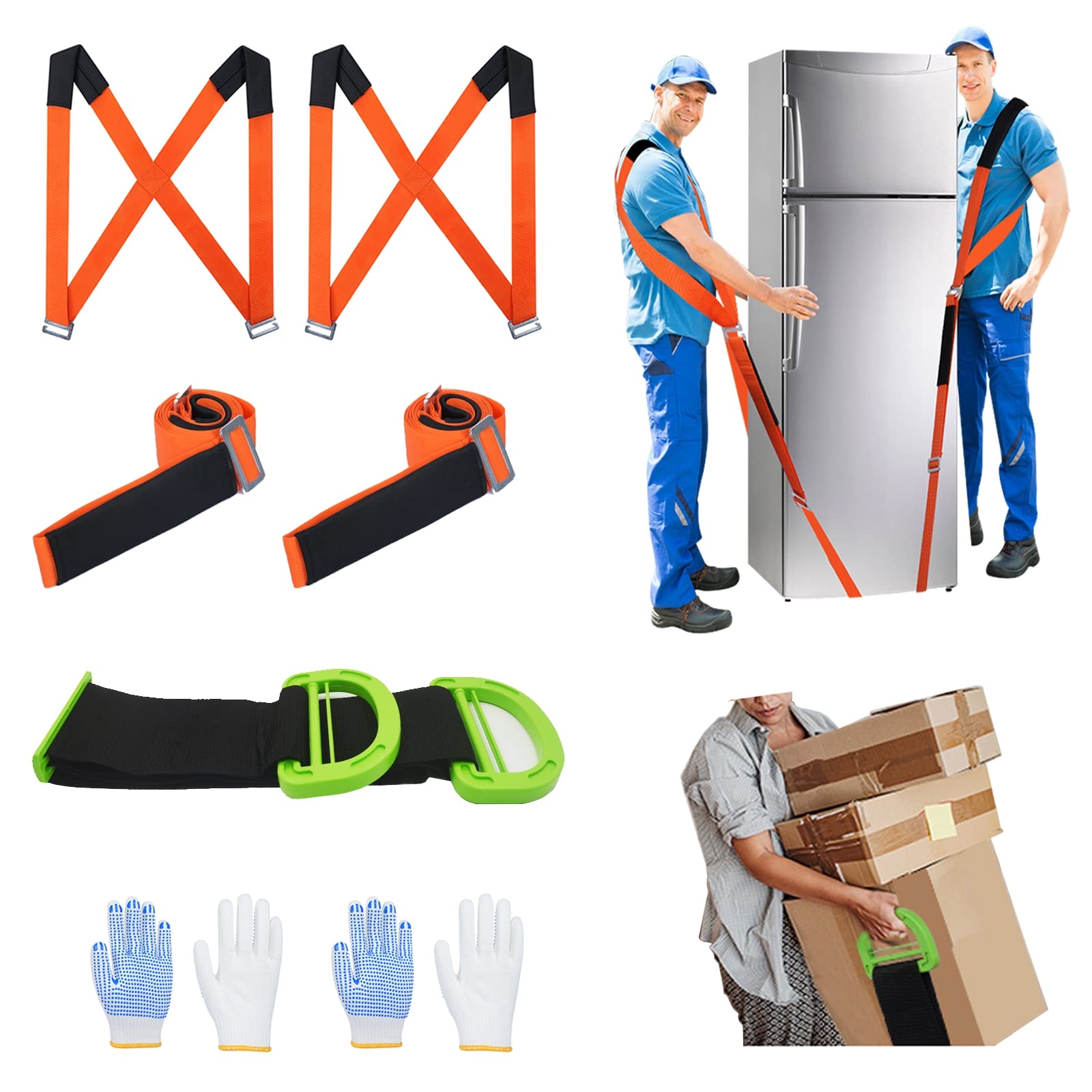 Moving Straps Lifting（Padded） one Person 2-Person Lifting and Moving System Appliance,for Harness Moving Mattress Couch Furniture Heavy Things,Suitable Professional Moving Body Strap Wrist Strap