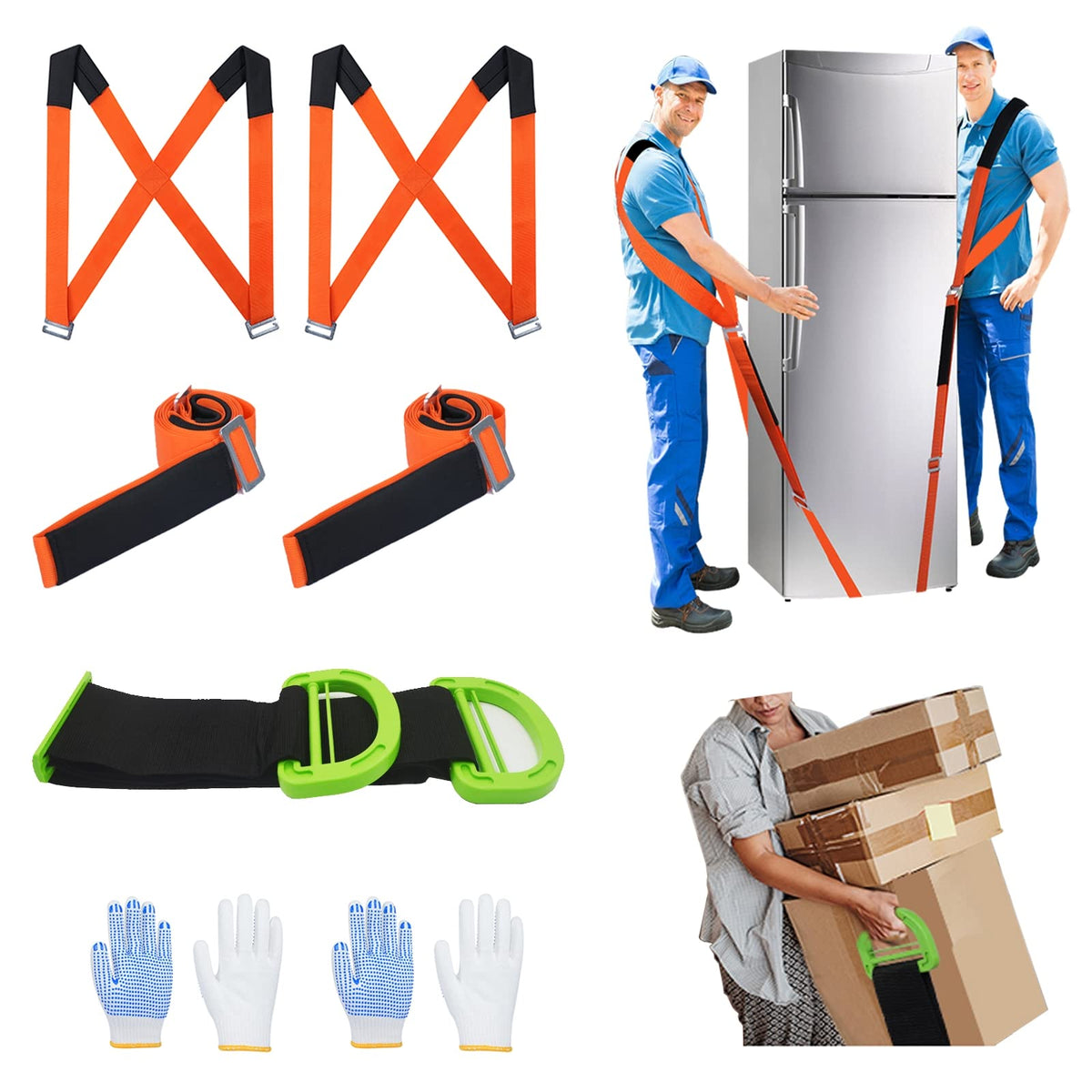 Moving Straps Lifting(Padded) one Person 2-Person Lifting and Moving System Appliance,for Harness Moving Mattress Couch Furniture Heavy Things,Suitable Professional Moving Body Strap Wrist Strap