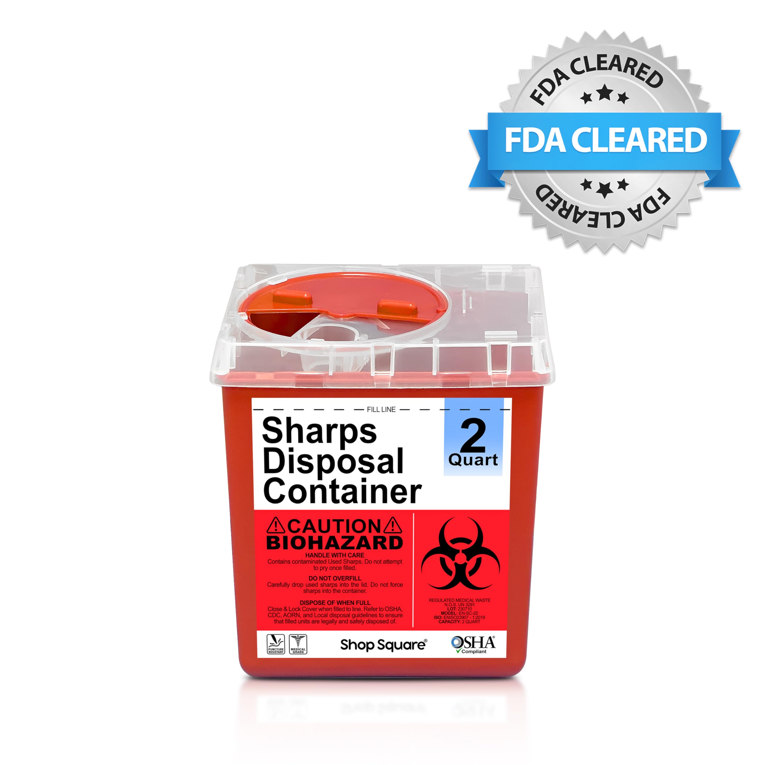 Sharps Container, Sharps Containers for Home Use, Needle Disposal Containers, Sharps Disposal Container, Biohazard Containers, Small Sharps Container - 2 Quart
