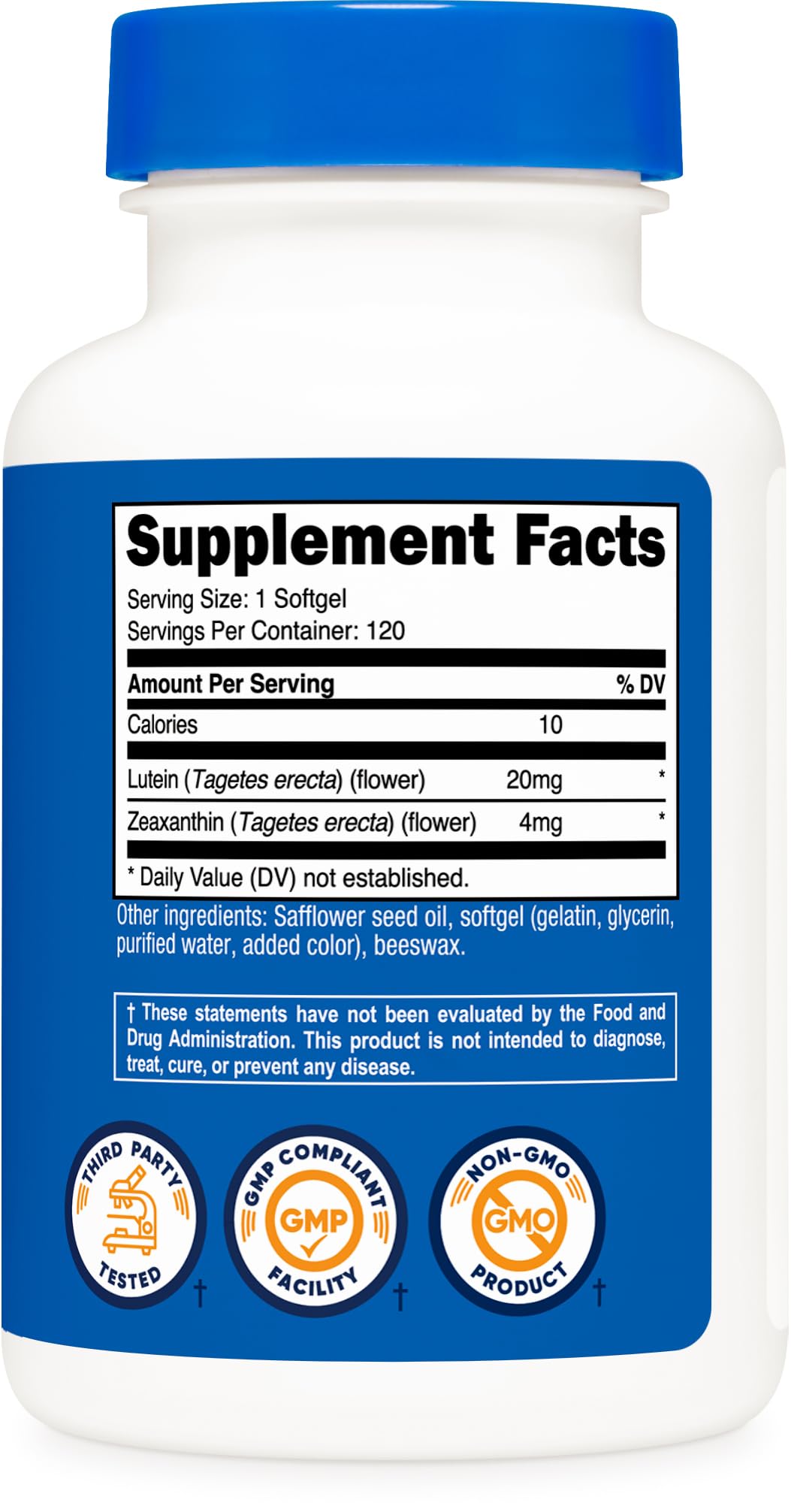 Nutricost Zeaxanthin with Lutein 20mg, 120 Softgels - Potent, Non-GMO, Gluten Free