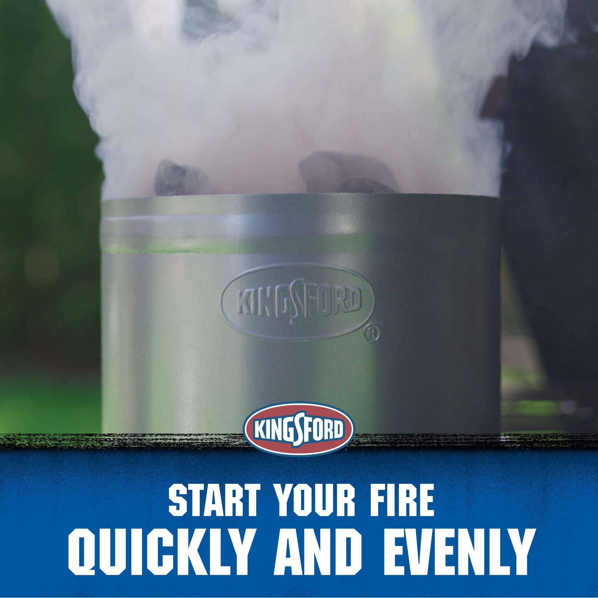 KINGSFORD Heavy Duty Deluxe Charcoal Chimney Starter | BBQ Chimney Starter for Charcoal Grill and Barbecues, Compact Easy to Use Chimney Starters and BBQ Grill Tools, Silver