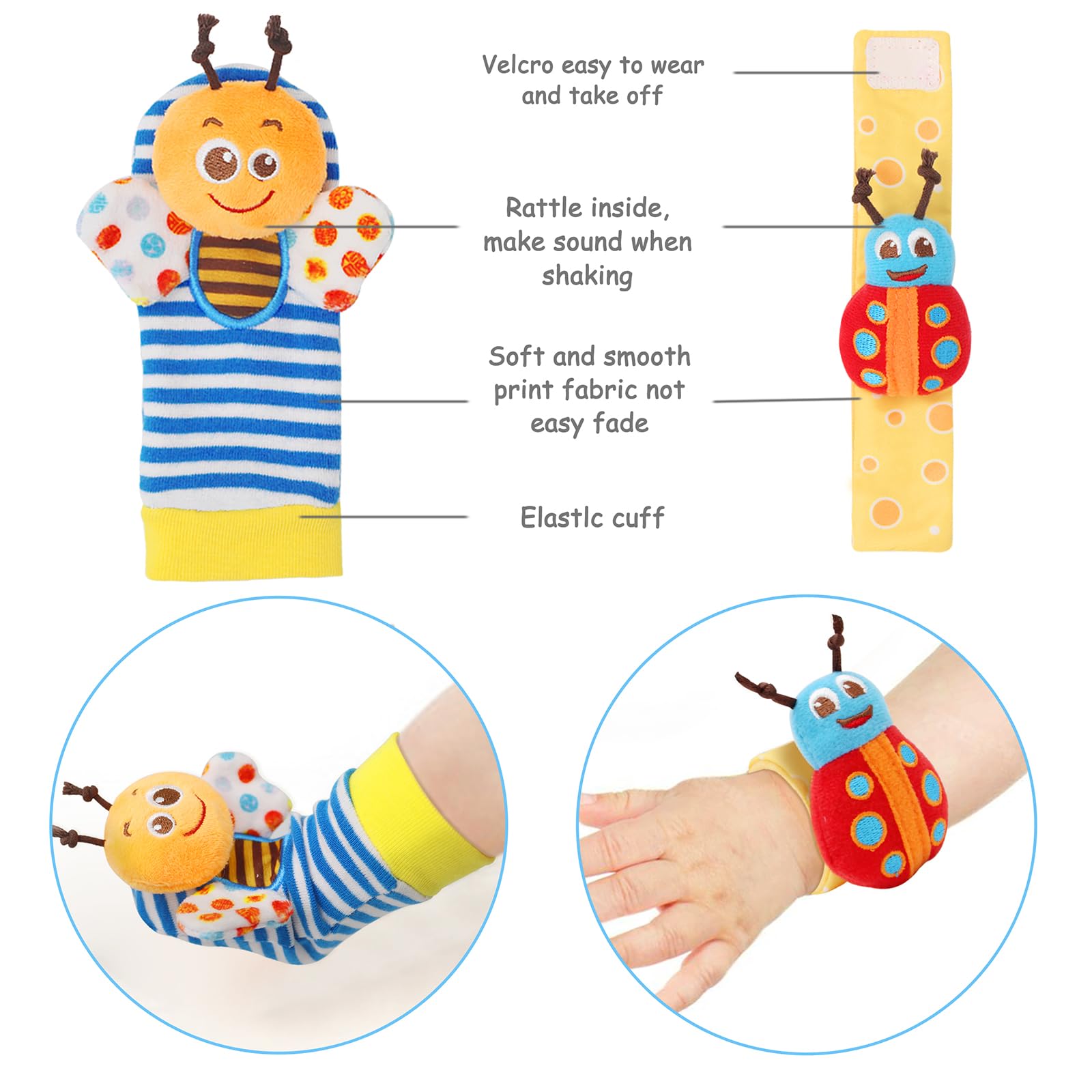 Bloobloomax Baby Rattles Toys for 0-12 Month, Infant Girl Boy Toys for Babies 3-6 Months, Newborn Hand & Foot Toys for 0 to 9 Months, Baby Shower Gifts Set with Wrist Rattle Socks