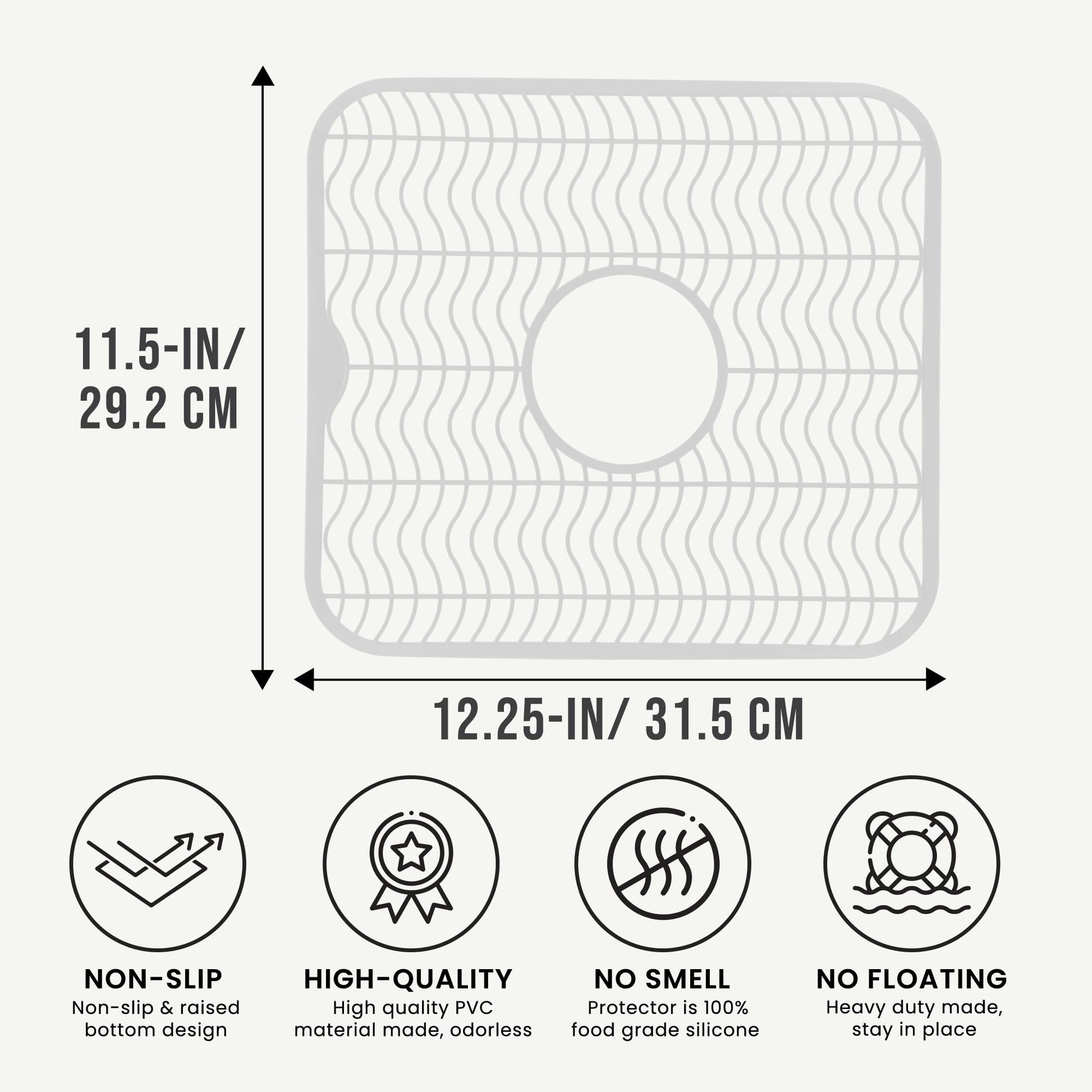 DecorRack 2 Sink Protectors for Kitchen Sink, Plastic 12" x 11" Dish Rack, Protect Sink from Stains, Damage, Scratches, Dishwasher Safe Grid Mat for Kitchen (2 Pack, White)