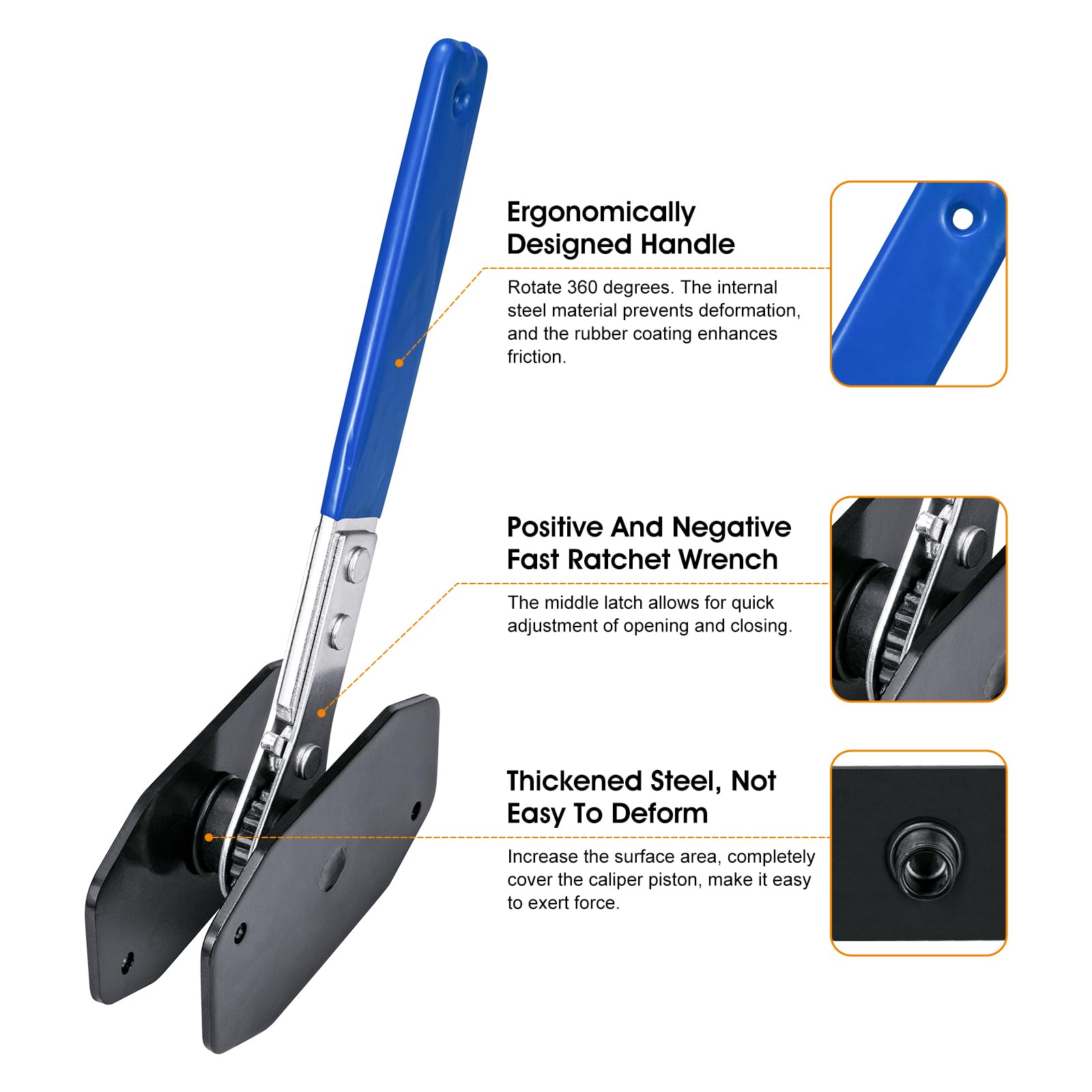 Brake Caliper Compression Tool with 2 Brake Caliper Hooks, 2 Brake Disc Lubricant, 5 in 1 Professional Caliper Piston Compressor Tool Brake Pad Spreader for Single/Twin/Quad Piston Calipers, Blue