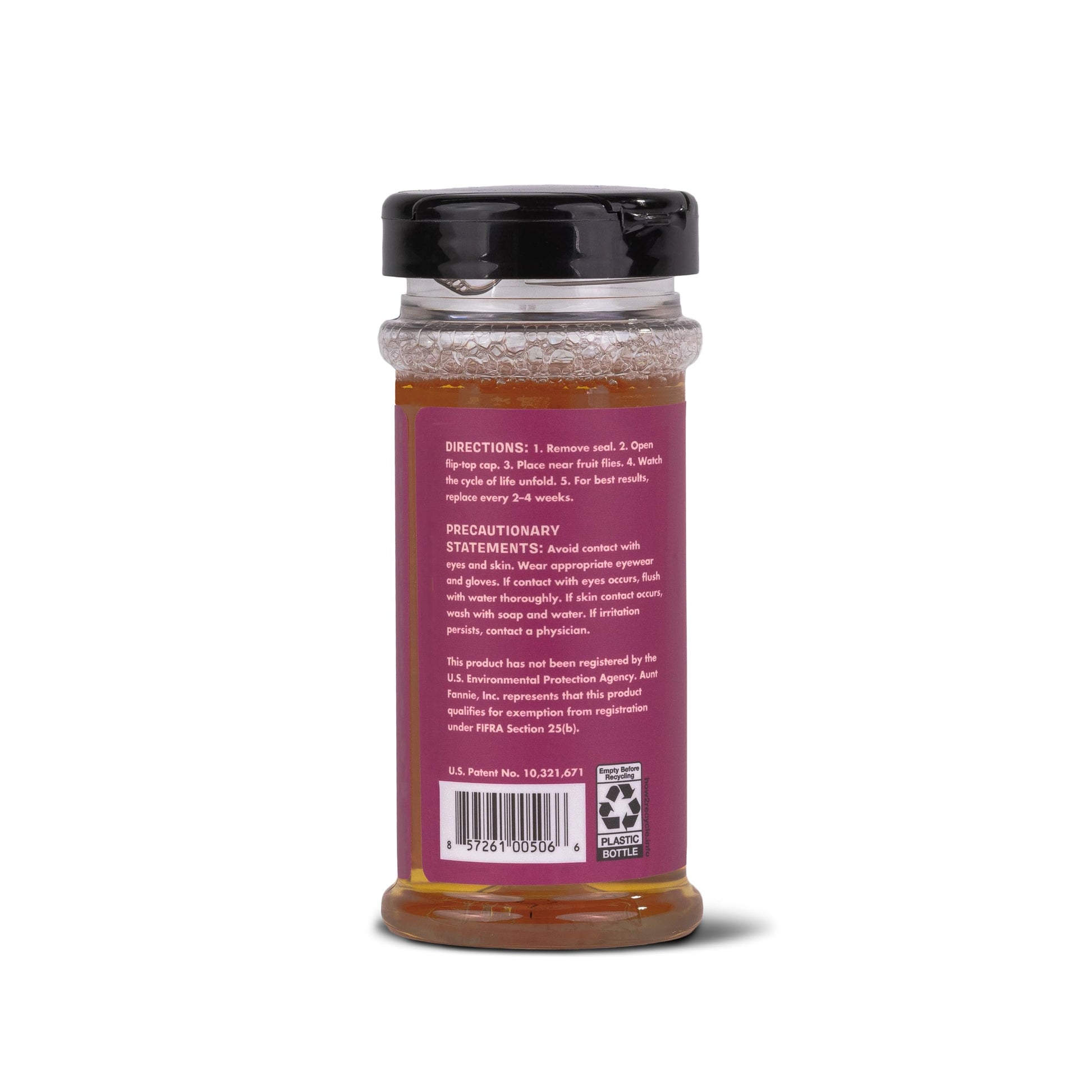 Aunt Fannie's FlyPunch Fruit Fly Trap for Indoor and Kitchen Use, Ready to Use, Made with Plant Based Ingredients, Safe Near Food, Each Bottle Lasts Up to 30 Days, Pack of 1