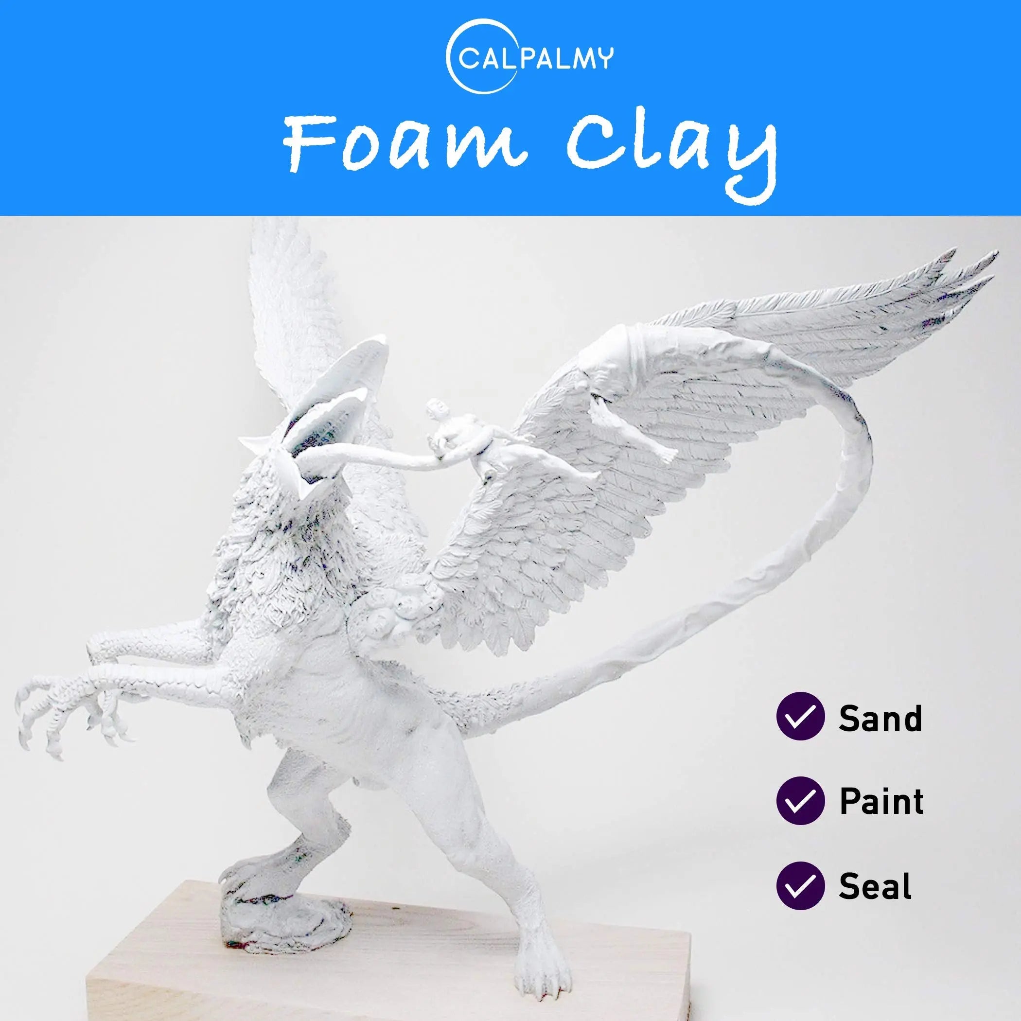 Moldable Cosplay Foam Clay (White) – High Density and Hiqh Quality for Intricate Designs | Air Dries to Perfection for Cutting with a Knife or Rotary Tool, Sanding or Shaping