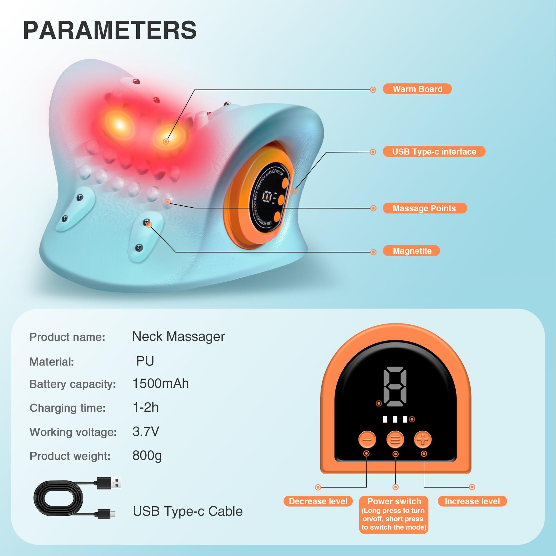 GYSIEN Neck Massager 2025, Neck and Shoulder Relaxer with Heat, 3 Modes, Portable Pillows for Pain Relief and Muscle Relax, 26° Angle Cervical Traction Device for Back, Shoulder