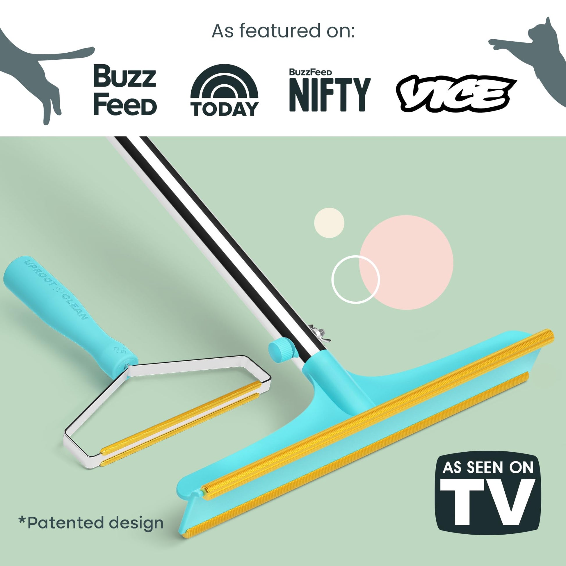 Uproot Cleaner Pro Pet Hair Remover Bundle - Including Xtra Carpet Rake for Pet Hair Removal Tool - Scrape Easy The Cat & Dog Fur from Your Carpet, Rugs, Cat Bed, Car Trunk & More