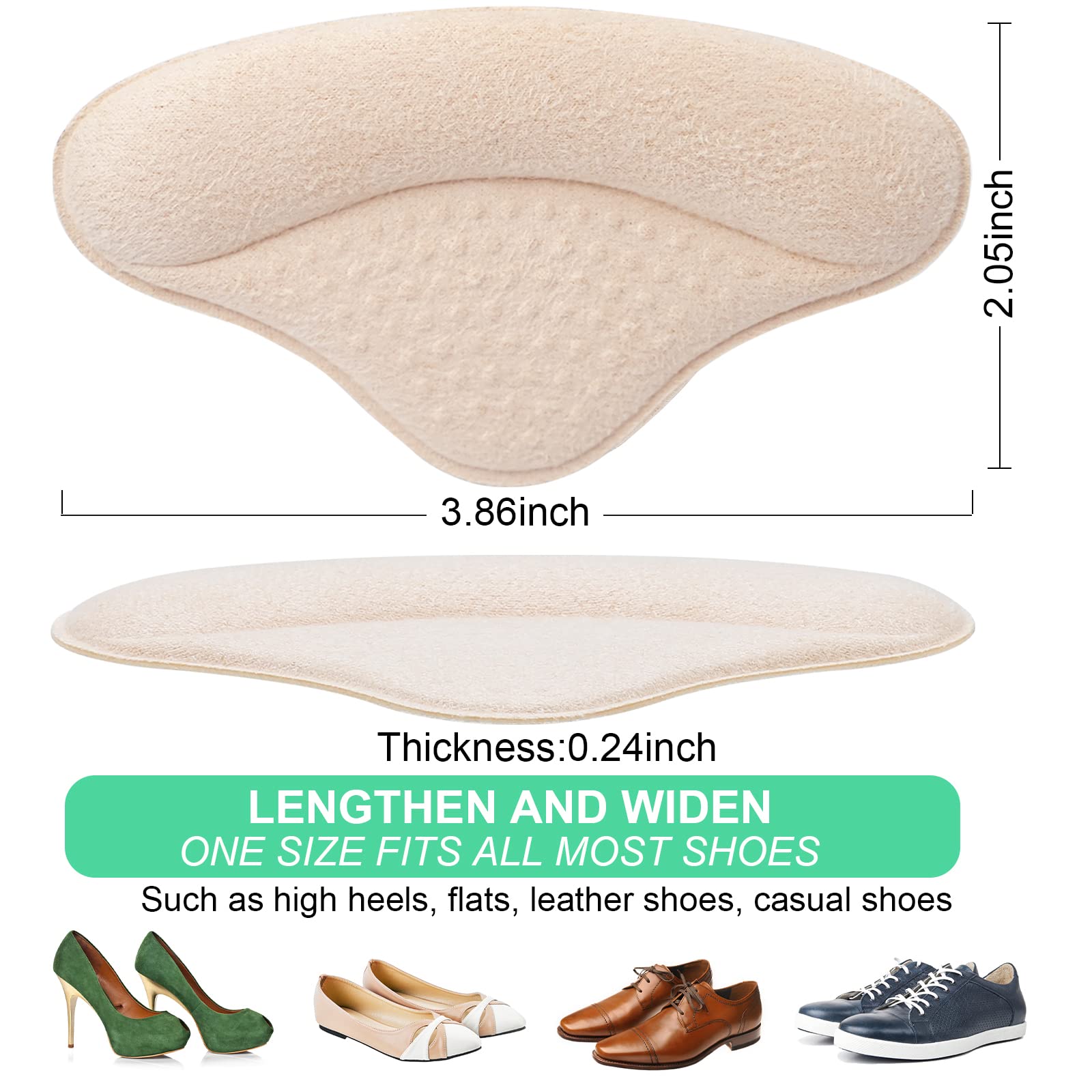 6 Pairs Heel Pads Heel Grips Liner for Loose Shoes, Heel Cushion Pads Heel Inserts for Shoe Too Big Men Women- Ultra Soothing Heel Protectors for Heel Pain, Heel Slipping, Blisters, Friction