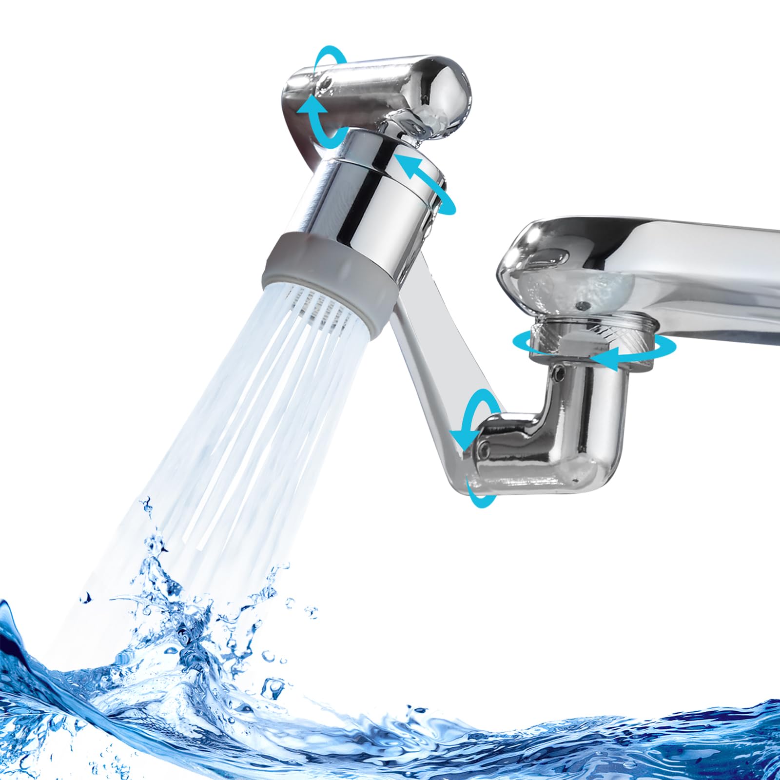 CECEFIN 1080 degrees Swivel Faucet-Extender Sink-Aerator - 2 Mode Splash Water Filter Extension, Kitchen Bathroom 360 degrees Rotatable Spray Attachment, Multifunctional Universal Robotic Arm -Wash Hand/Hair/Face