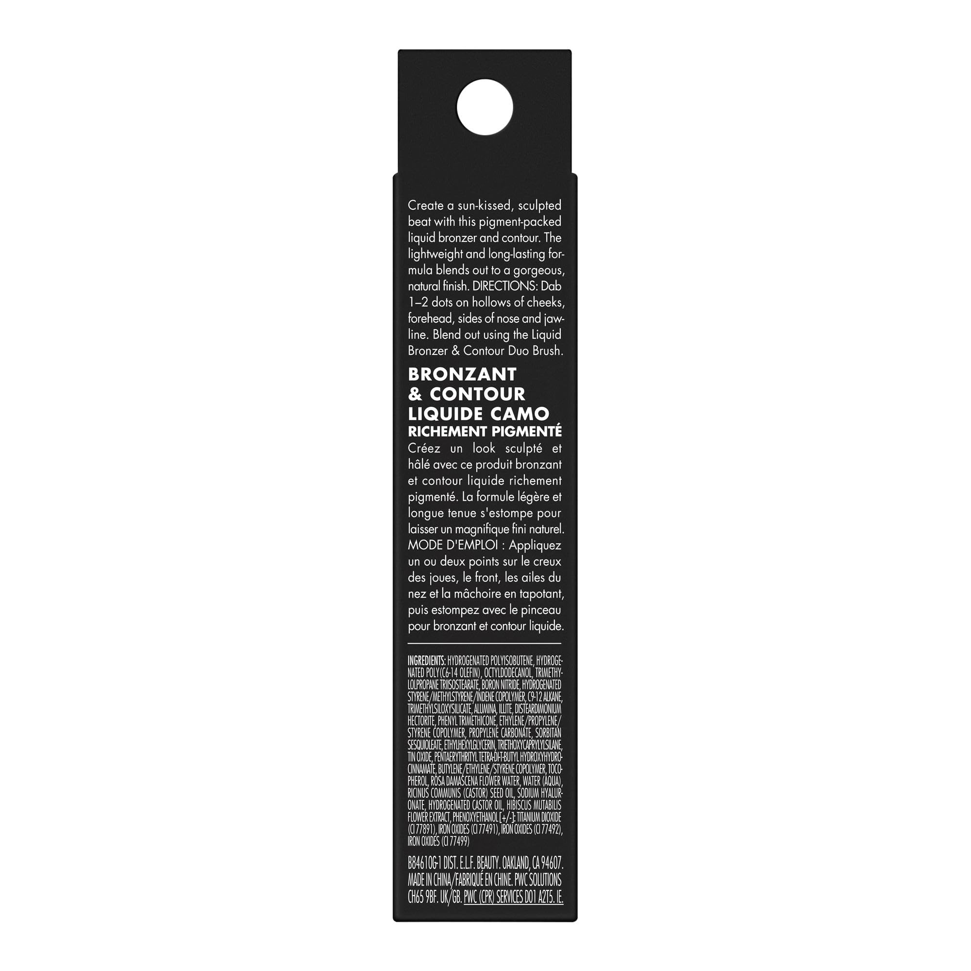 e.l.f. Camo Liquid Bronzer & Contour, Silky Highly Pigmented Formula, Creates a Long-Lasting Bronzed Glow & Natural Look, Vegan & Cruelty-Free, 2 Fair/Light