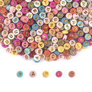 SUTOUG 1000 bunte Buchstabenperlen zum Auffädeln, 4 x 7 MM Acryl-Rundperlen für Schmuck DIY Basteln Armbänder Halsketten Ornamente-Gold
