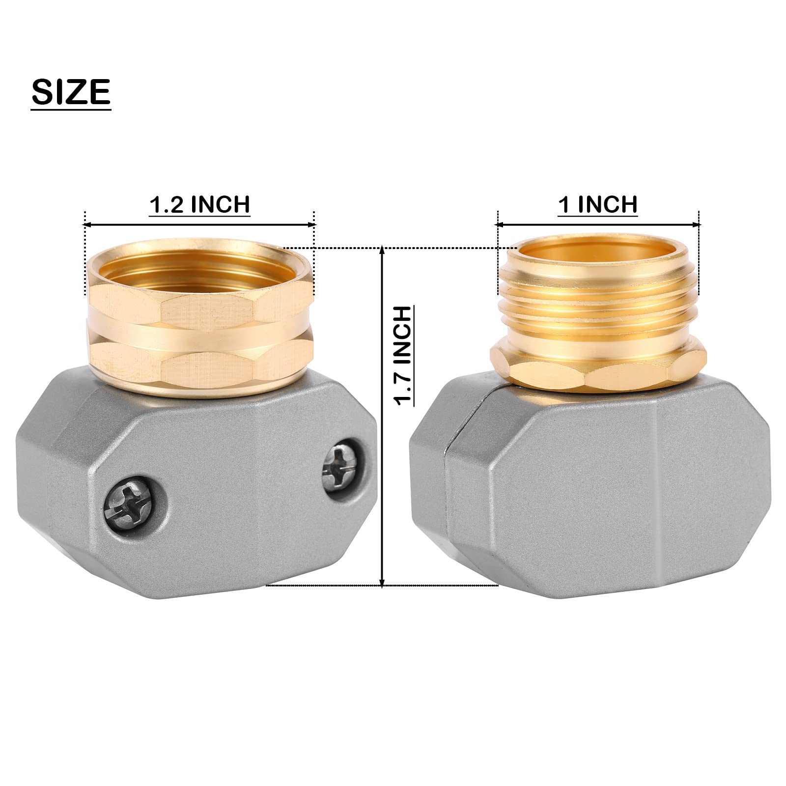 Sanpaint Zinc and Aluminum Male and Female Coupling, Fits All 5/8-Inch and 3/4-Inch Garden Hose Repair Fitting, 2 Pack(Female & Male)