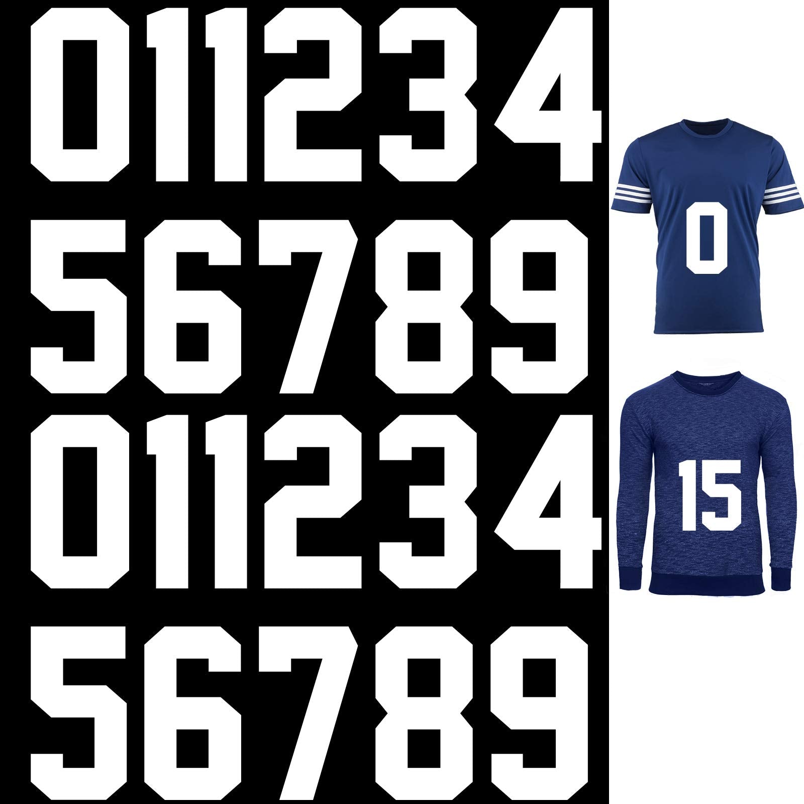 Zonon 22 Pieces Iron on Numbers T Shirt Heat Transfer 0 to 9 Jersey Numbers for Team Uniform Sports (White,8 Inch)