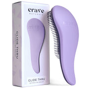 Crave Naturals فرشاة شعر جلايد ثرو - فرشاة فك تشابك الشعر المجعد أو الأملس أو المبلل أو الجاف - فك تشابك لطيف للشعر للبالغين والأطفال والصغار - إكسسوارات شعر للنساء، 7.5 × 3 بوصة - بنفسجي