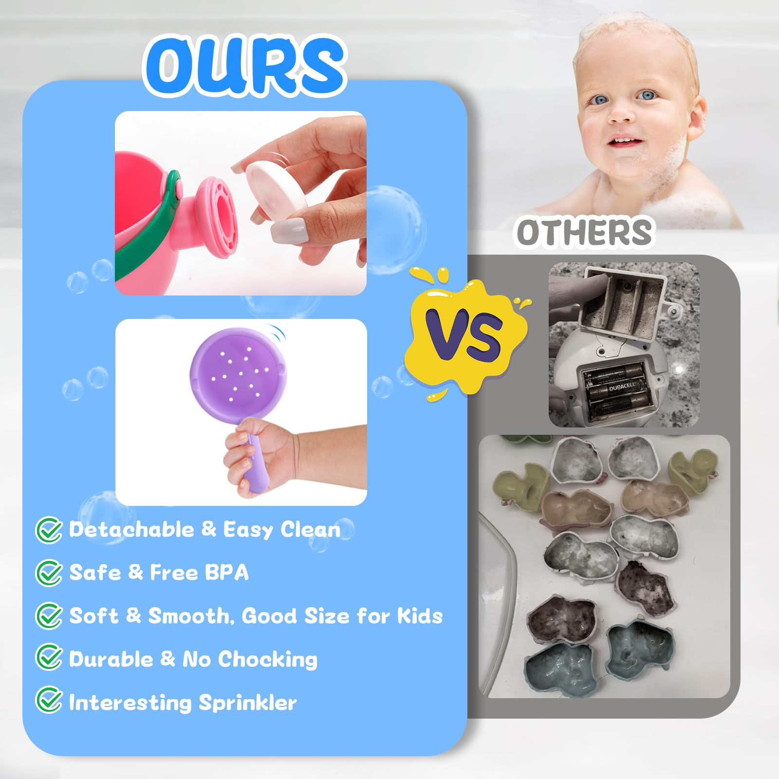 Baby Bath Toys for Kids Ages 1-3 5 PCS Toddler Bath Toys Mold Free for 2-4 Bathtub Sand Beach Pool Water Toddler Toys & Gifts (Color Random)