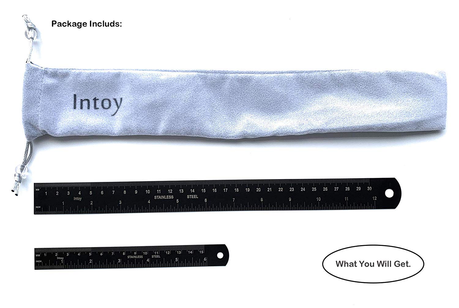 Zotemo Metal Ruler Kit 12 Inch and 6 Inch, Stainless Steel Rulers with Centimeters, Millimeters, Inches and Conversion Table for Office and School, Easy to Read Metric Rule Set, 2 Pack