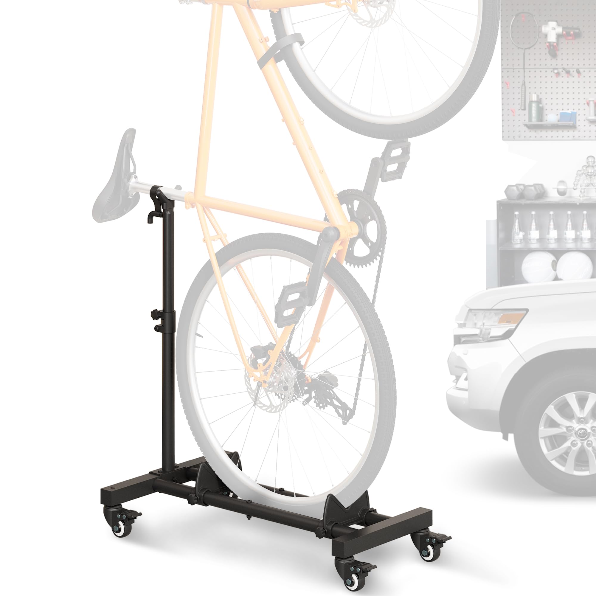 Sttoraboks Vertical Bike Stand, Freestanding Indoor Bike Storage Rack Upright Bicycle Floor Stand Indoor Bike Holder with Adjustable Height for Garage & Apartment - for Wheels Sizes up to 29"