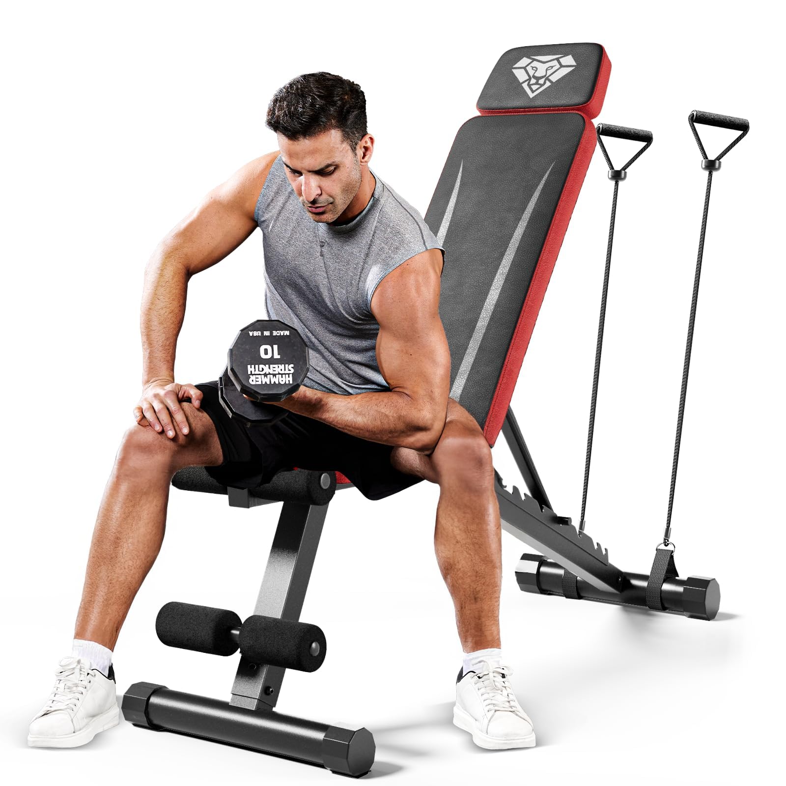 Adjustable Weight Bench, Workout Bench with Adjustable Headrest for Full Body Workout, Fast Folding 660LBS Stable Weight Bench for Men Women Versatile Workouts and Workout Bench for Home Gym (Black)