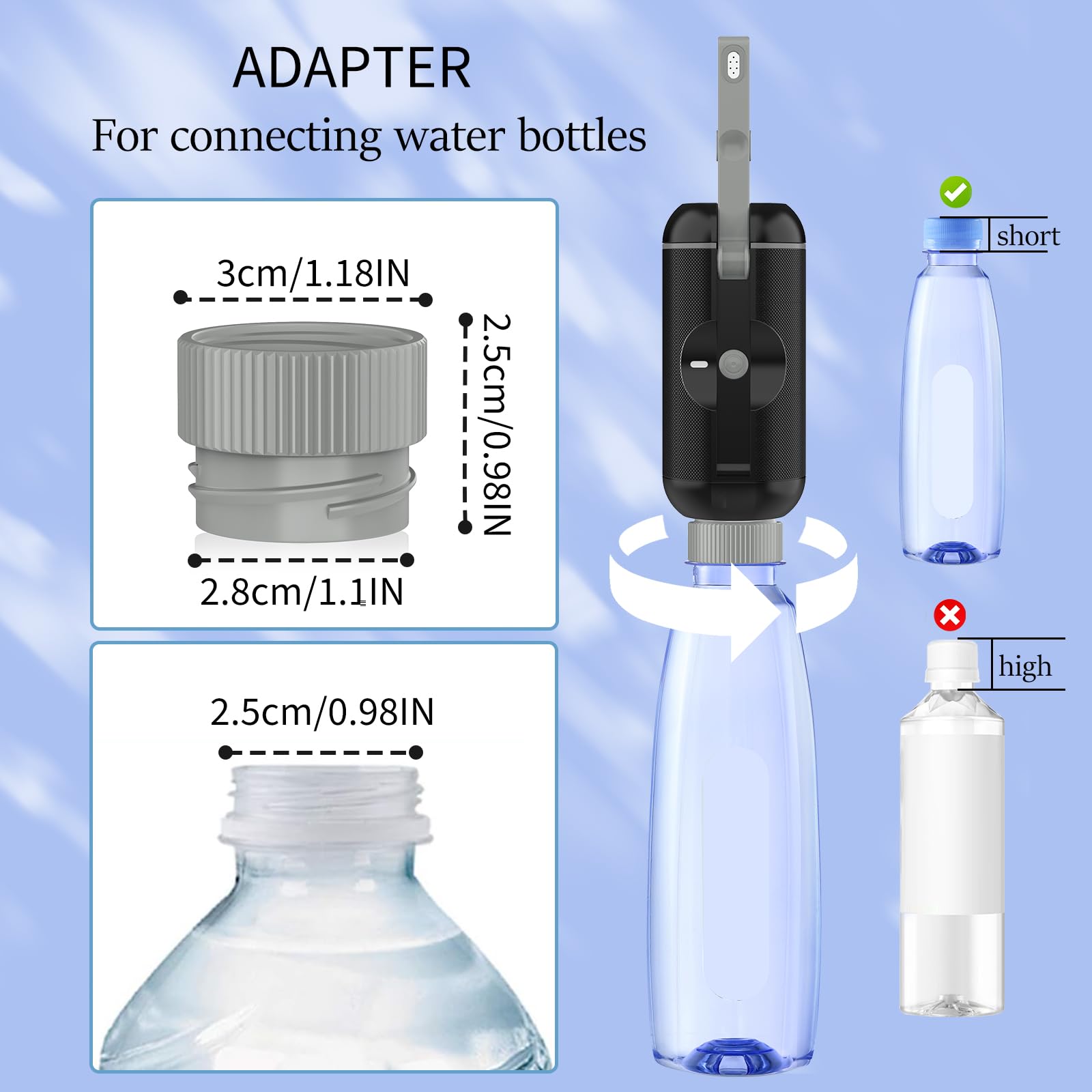 Portable Bidet for Travel, VITCOCO Rechargeable Electric Travel Bidet Sprayer with Adaptor, Waterproof High Pressure Handheld Bidet for Women Men Baby Cleaning