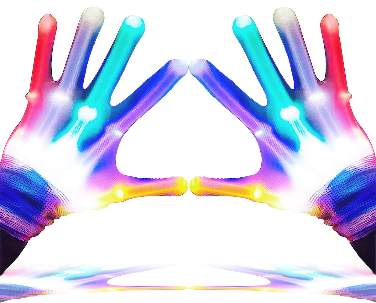 GLEDLOVES LED Gloves for Kids, Teens & Adults - Finger Light Gloves with 5 Colors/6 Modes - Perfect for 9-12 Year Old Boys & Girls - Ideal for Halloween & Christmas Parties