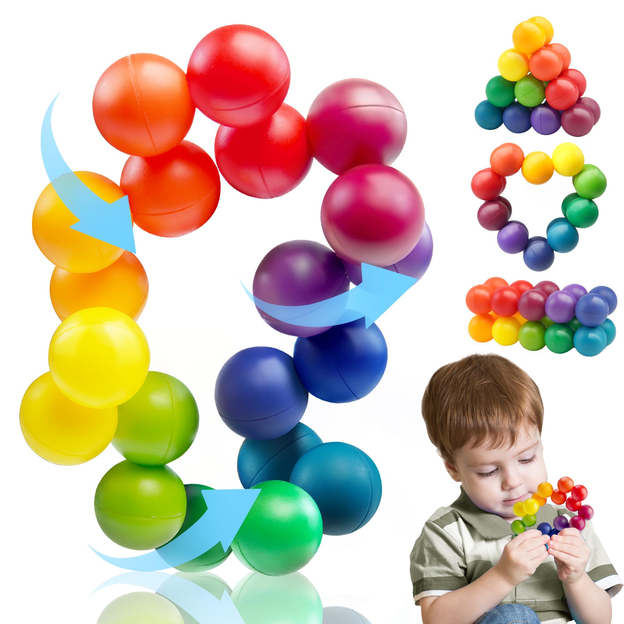 Autism Sensory Toy for Autistic Toddler Kids, Counselor Calm Down Pre-K Classroom Treasure Box Airplane Travel Activities Road Trip Fidget Ball for Age 3-5 5-7 3-4 4-8 Christmas Stocking Stuffer Gift