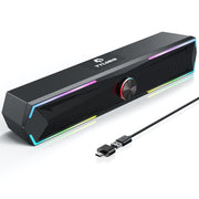 Tylubio Computer Speakers for Pc Desktop with Clear Sound, Flowing LED PC Speaker for Computer Desktop Laptop Monitor, Bluetooth & USB Input