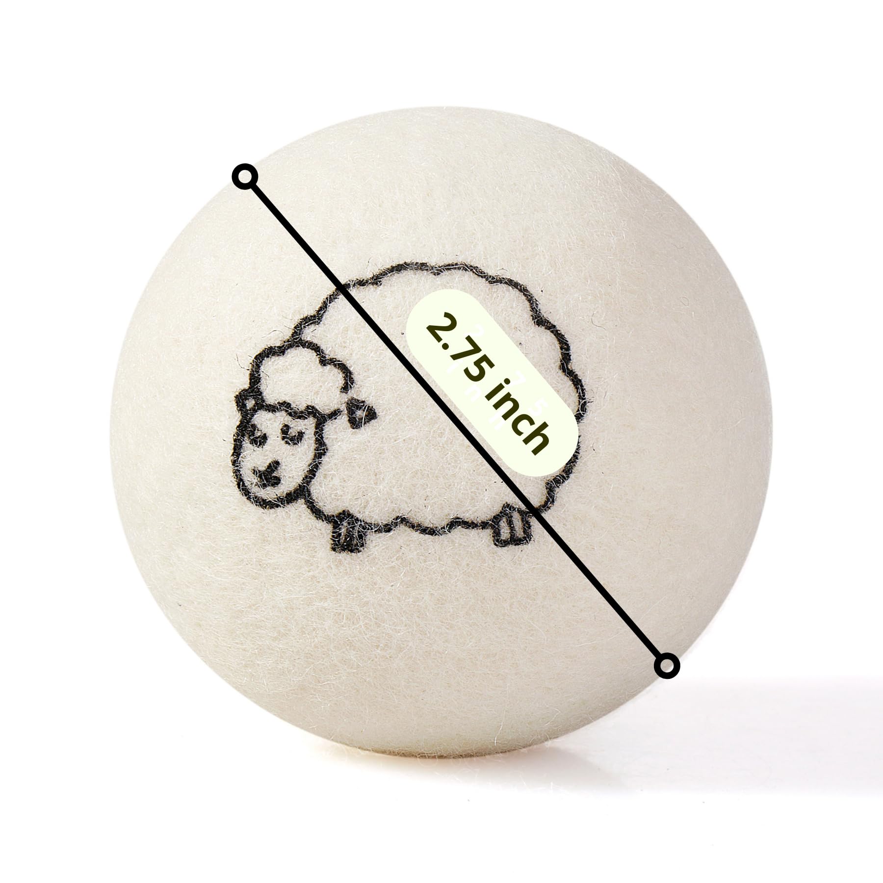 Hanamura 6 XXL Wool Dryer Balls - TÜV Tested 100% New Zealand Wool Balls for Dryer - Energy Saving & Baby-Safe Reusable Dryer Balls for Laundry - Non-Toxic Fabric Softener for WAD Free Laundry