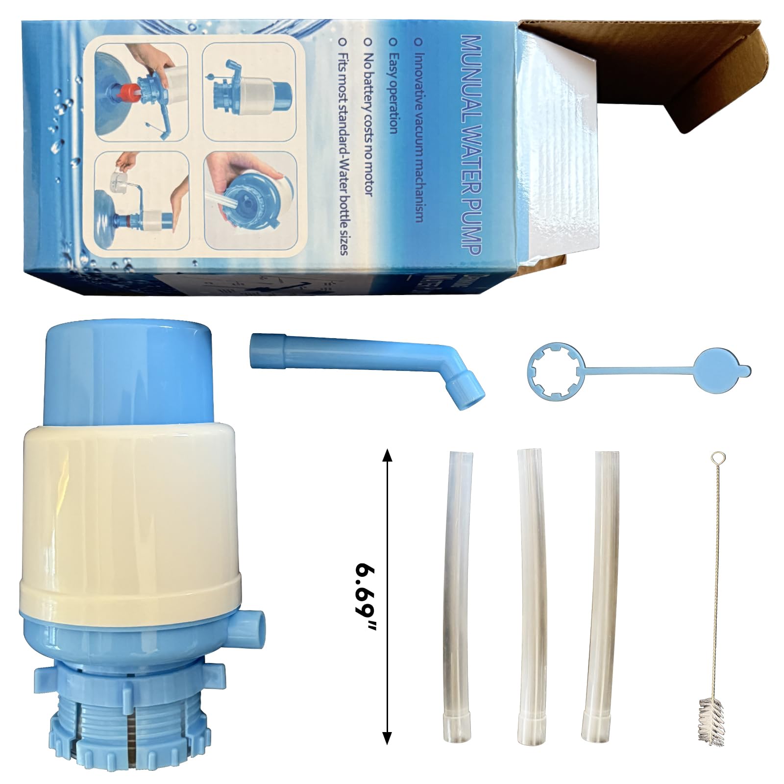 Water Bottles Dispenser Blue Manual Hand Pressure Drinking Fountain Pressure Water Press Pump