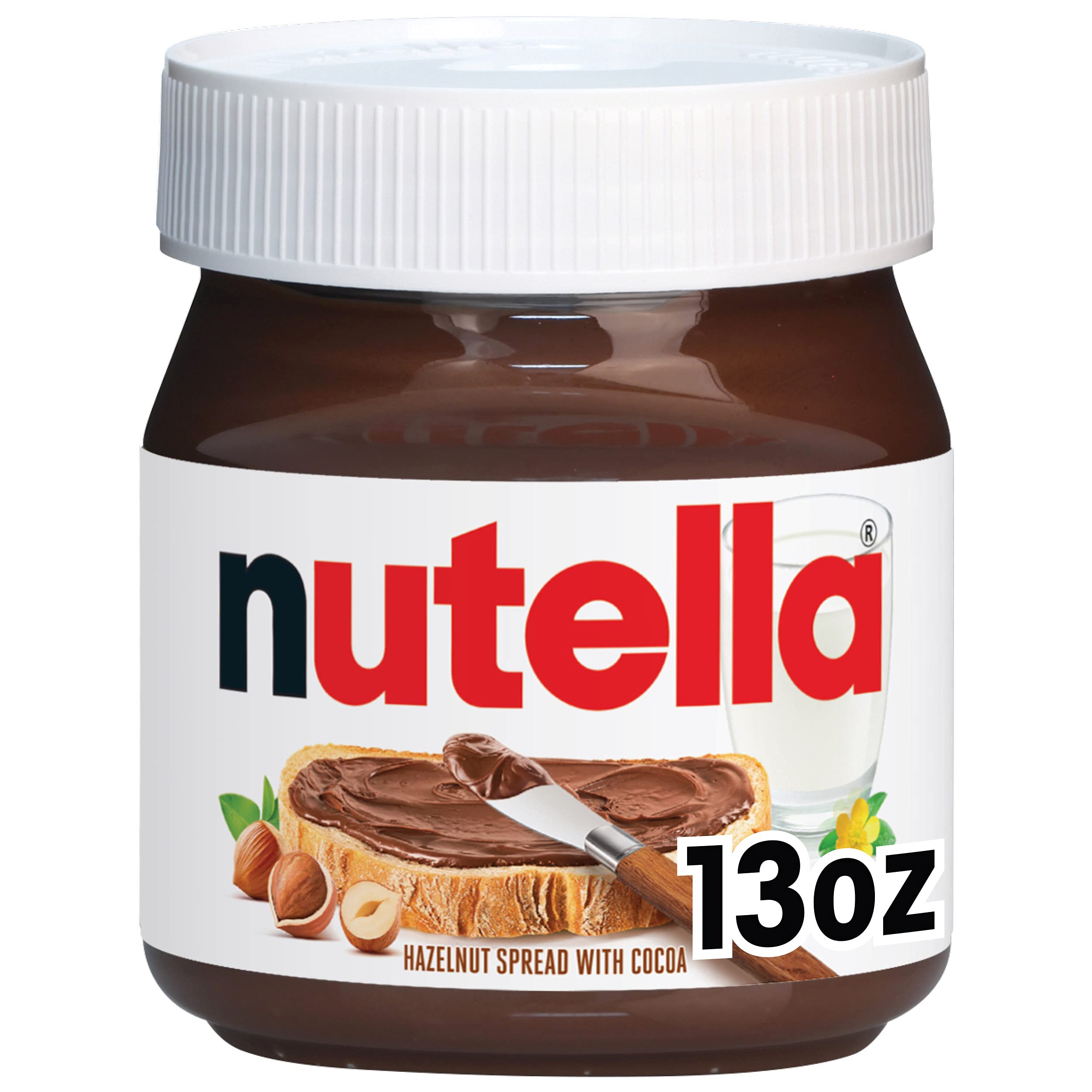 Nutella Hazelnut Spread with Cocoa, Creamy Hazelnut Spread, Breakfast Favorite, 13 oz Jar
