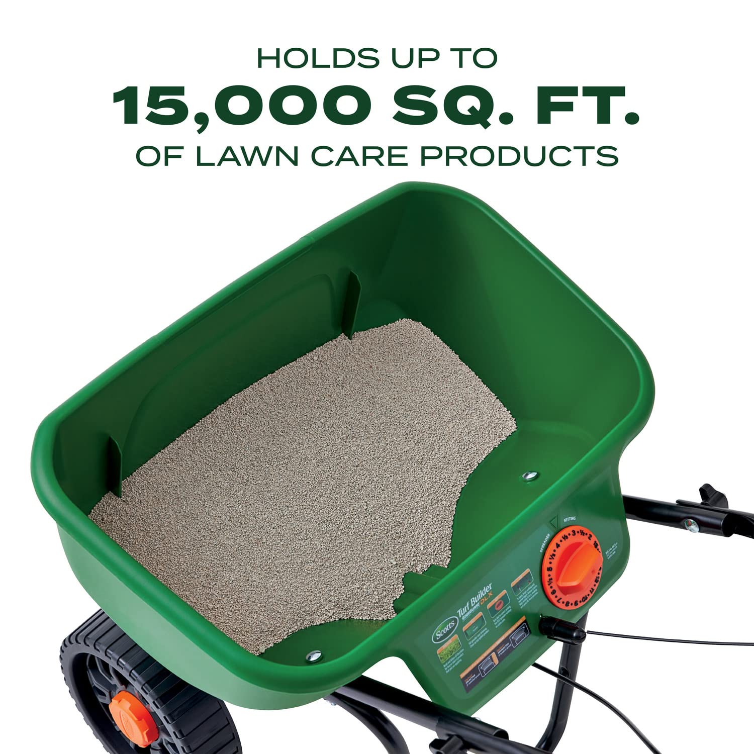 Scotts Turf Builder EdgeGuard DLX Broadcast Spreader for Seed, Fertilizer, Salt, Ice Melt, Holds up to 15,000 sq.ft. Product