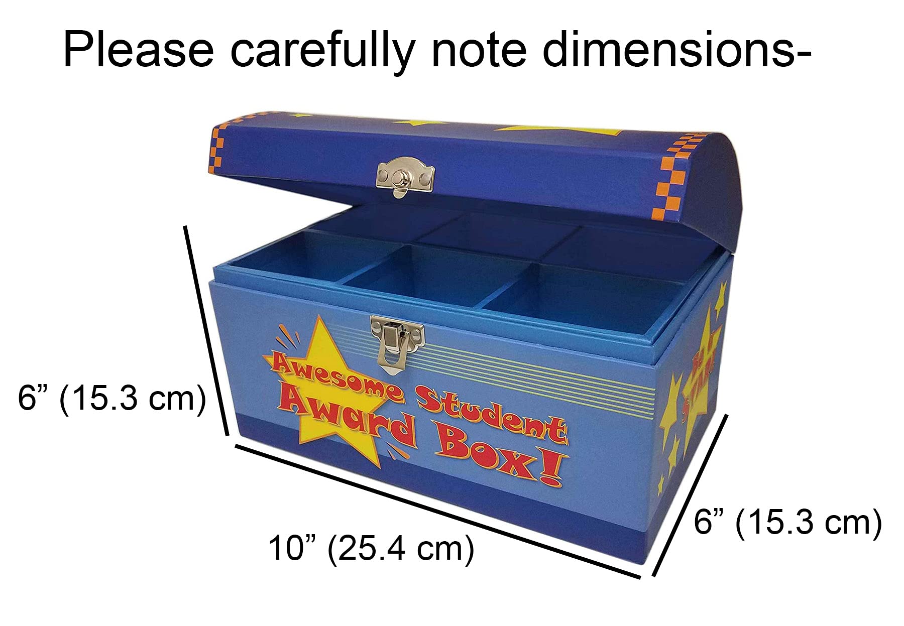 My Tiny Treasures Box Company Treasure Chest Box Desktop Size 10"x6"x6" for Teachers and Classroom Toy Prizes Awards for Star Students