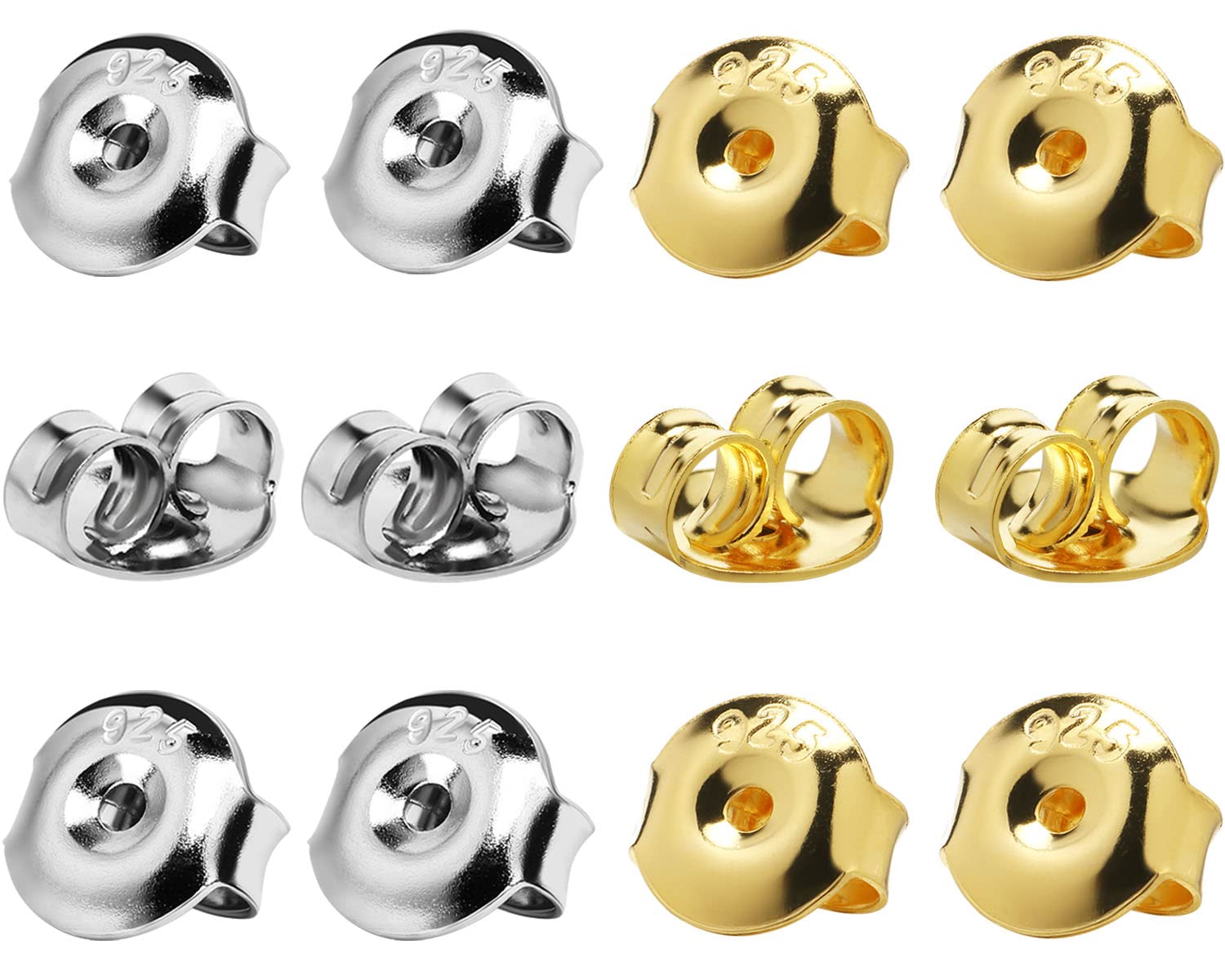 DELECOE 14K Gold Plated Earring Backs Replacements, 925 Sterling Silver Hypoallergenic Secure Gold Earring Backs Locking for Studs Earrings