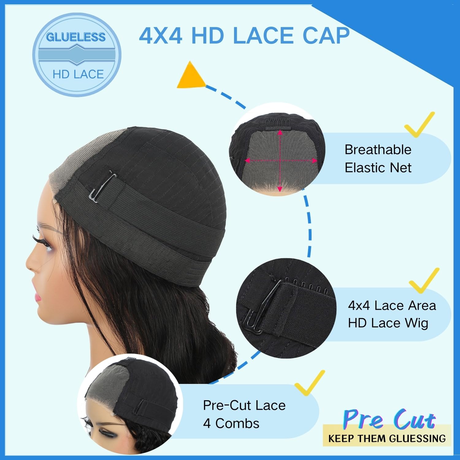 Wear and Go Glueless Bob Wig Human Hair Pre Plucked Pre Cut 4x4 Lace Closure Bob Wigs For Black Women Human Hair Glueless Straight Bob Lace Front Wigs For Beginner Short Wig Human Hair (10 Inch)