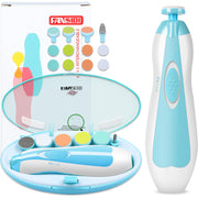 Baby-Nageltrimmer elektrisch, FANSIDI Baby-Nagelknipser Sicheres Baby-Nagelfeilen-Set mit 12 zusätzlichen Ersatzpads, Trimmpolierpflegeset für Neugeborene, Säuglinge, Kleinkinder oder Erwachsene Zehen- und Fingernägelpflege, Blau