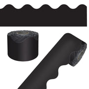 Carson Dellosa 65Ft of Black Bulletin Board Borders, 1 Roll of Scalloped Trim for Rolling Whiteboard, Cork and Posterboard, Party, Office Decorations, and Classroom Decor