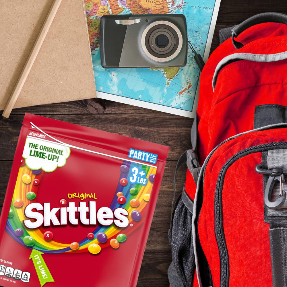 SKITTLES Original Summer Chewy Candy, Party Size, 50 Oz Resealable Bulk Candy Bag