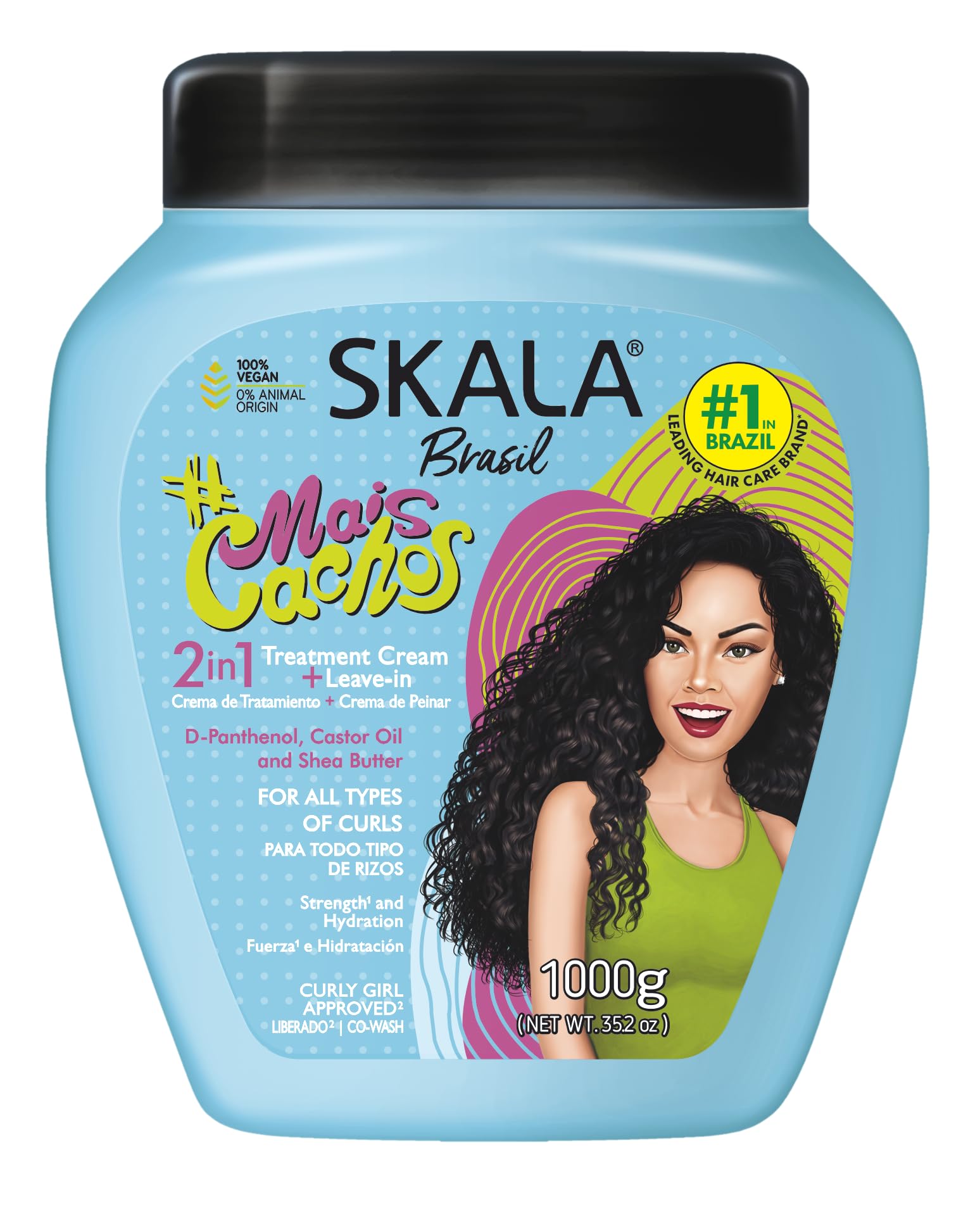 SKALA Mais Cachos for hair type 3ABC - 2 IN 1 Conditioning Treatment Cream & Cream To Comb 35.2oz, BLUE