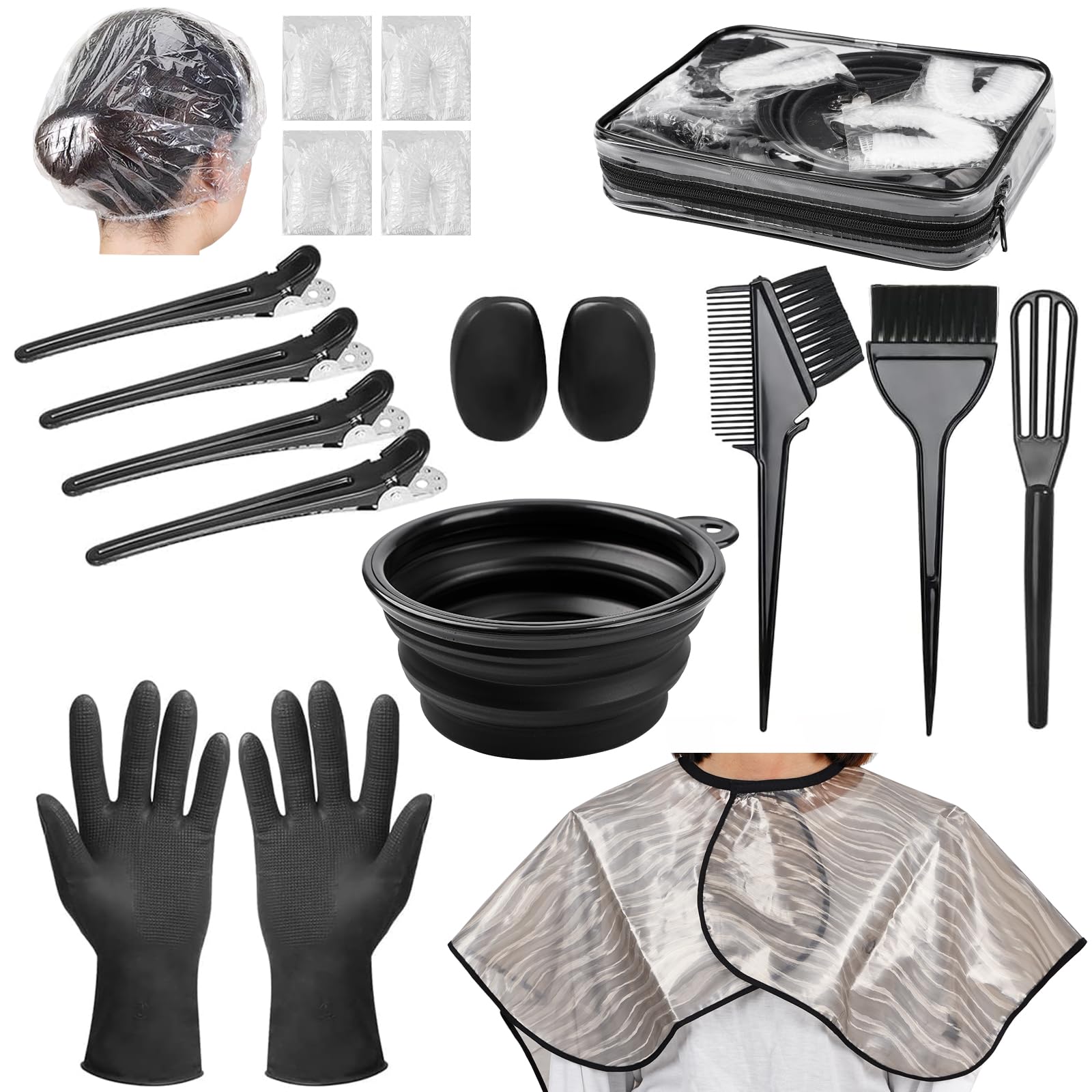 Xarchy 19 Pcs Professional Hair Bleach Kit Hair Coloring Products with Hair Dye Brush, Hair Color Bowl, Hairclips, Applicator, Earmuffs for Hair Highlighting and Hair Coloring at Home