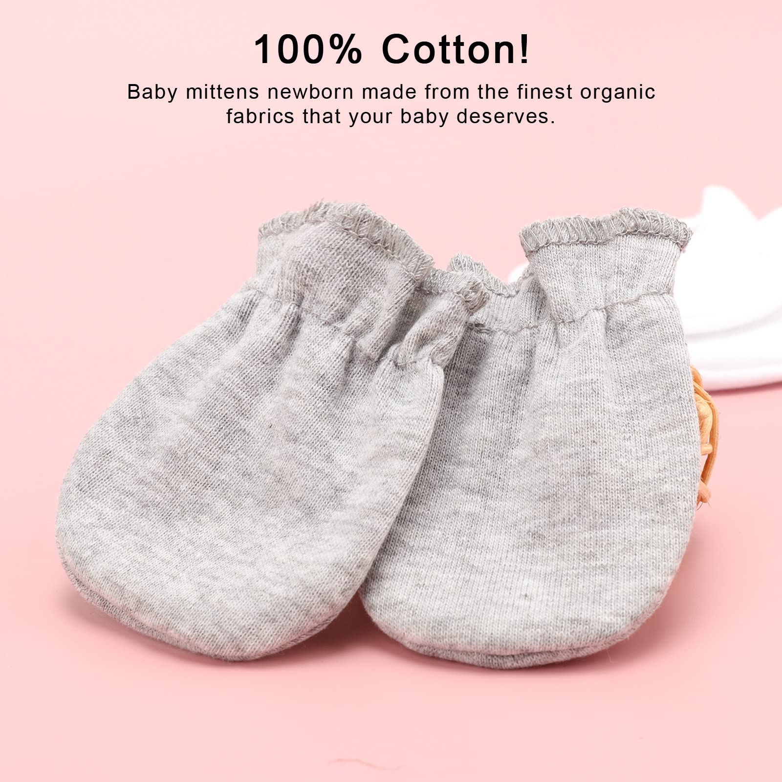 BQUBO Newborn Infant Toddler Mittens Leopard Print No Scratch Cotton Elastic Wrist Gloves Hypoallergenic for 0-6 Months Baby Boys Girls