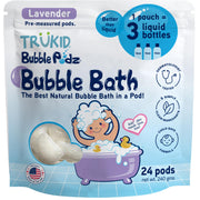 TruKid Bubble Podz Sprudelbad für Kinder, Kleinkinder & Babys, Tränenfreie sanfte & erfrischende Badebombe für empfindliche Haut mit natürlichen Feuchtigkeitsspendern, Ungiftig, pH-neutral, Lavendelduft (24 Podz)