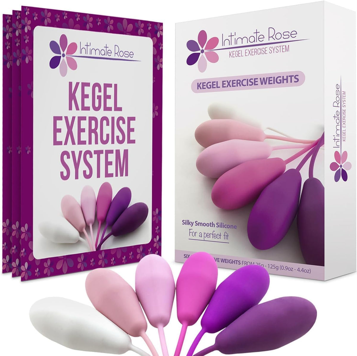 Kegel Exercise System - Pelvic Floor Exercises - Set of 6 Premium Silicone Kegel Exercise Weights & Control with Training Kit for Women: Beginners & Advanced