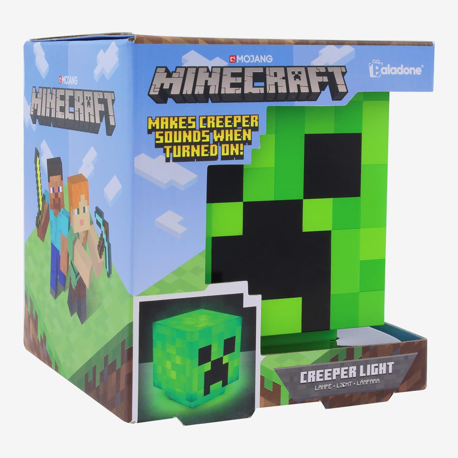 Paladone Minecraft Creeper Desk Light with Official Creeper Sounds, Handheld Night Light for Kids Room or Gamer Decor - Licensed Minecraft Gifts