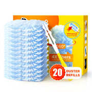 Heavy Duty Duster Refills for Swiffer Duster, 20 Count Duster Refills with 1 Handle, Multisurface 360° Dusters with 4X Microfibers, Unscented Disposable Dusters for Cleaning (Blue)