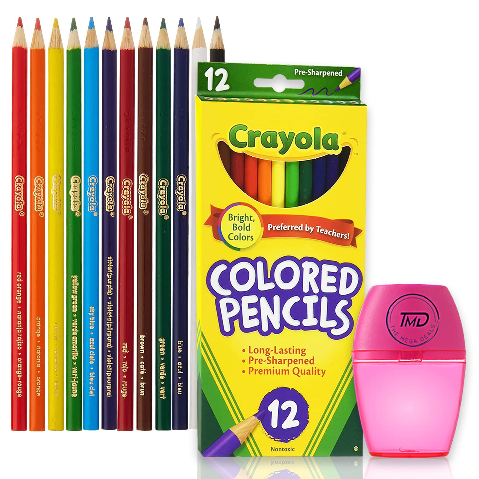 The Mega Deals Colored Pencils for Adults, 12 Vibrant & Smooth Color Pencils for Adult Coloring Books, Non-Toxic Coloring Pencil Set with Sharpener, Art Supplies for Teens & Adults (Gift Pack)