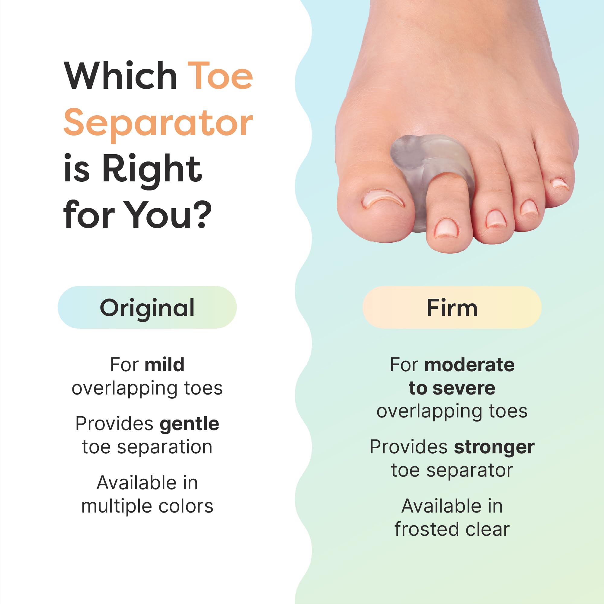 ZenToes Gel Toe Separators for Overlapping Toes, Bunions, Big Toe Alignment, Corrector and Spacer - 4 Pack (White)